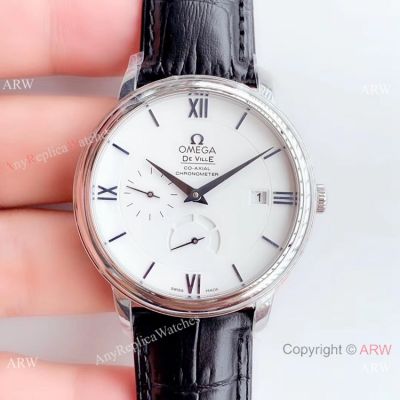 DV Factory Omega De Ville Prestige Power Reserve Copy Watch SS White Face